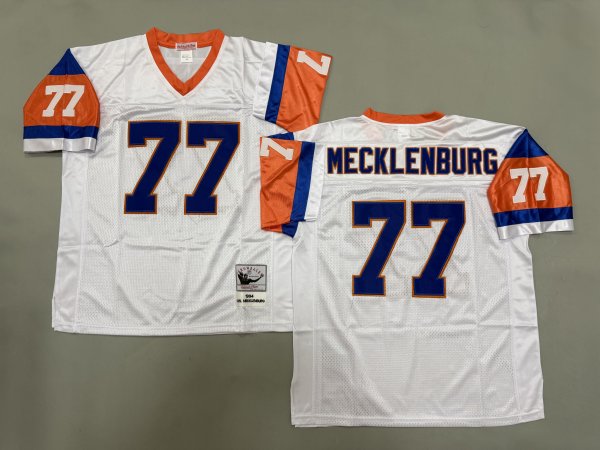 Men's Denver Broncos #77 Karl Mecklenburg White Mitchell & Ness Jersey