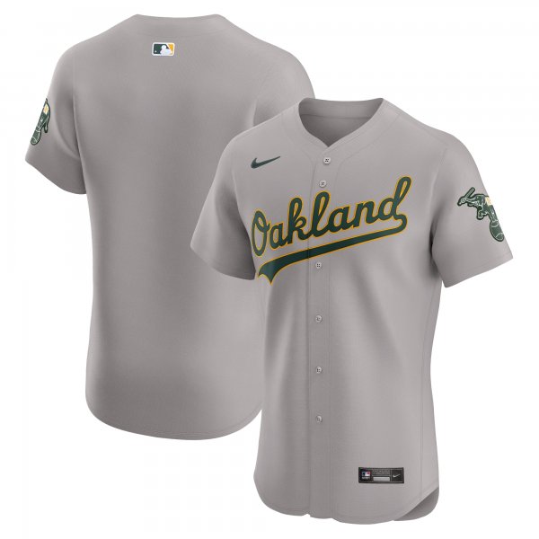 Men's Oakland Athletics  Nike Gray Road Vapor Premier Elite Patch Jersey