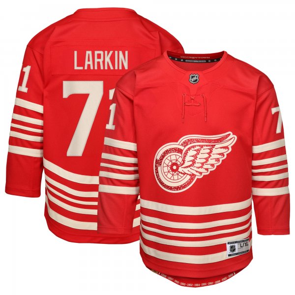 Youth Detroit Red Wings #71 Dylan Larkin Red Centennial Replica Player Jersey