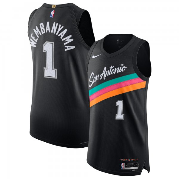 Men's Unisex San Antonio Spurs #1 Victor Wembanyama Nike Black 2025/26 Authentic City Edition Jersey