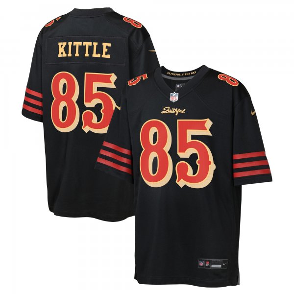 Youth #85 George Kittle San Francisco 49ers Nike 2025 Rivalries Collection Game Black Jersey