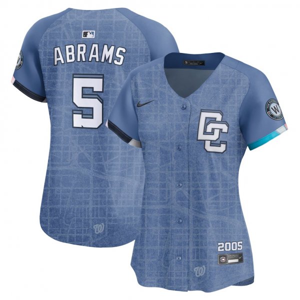 Women's #5 CJ Abrams Washington Nationals Nike 2025 City Connect Limited Blue Jersey