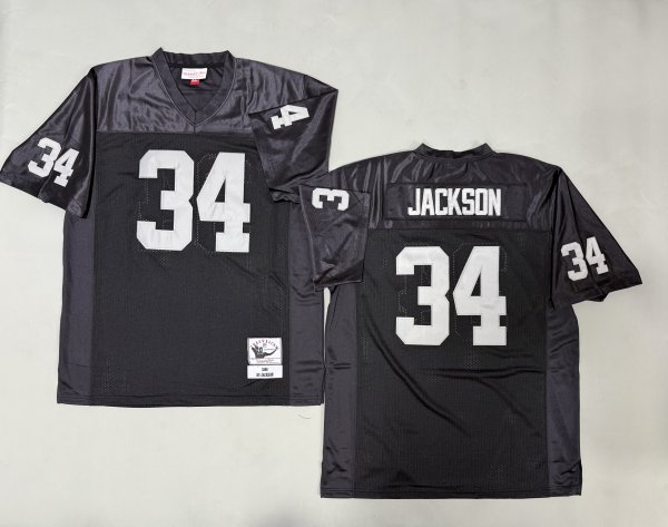 Men's Las Vegas Raiders #34 Bo Jackson Black Mitchell & Ness Jersey