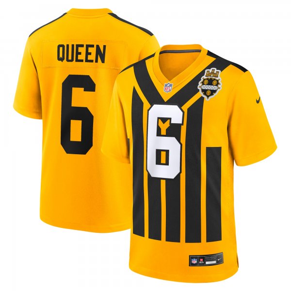 Men's Pittsburgh Steelers #6 Patrick Queen Nike Gold Alternate 1933 Throwback Game Jersey