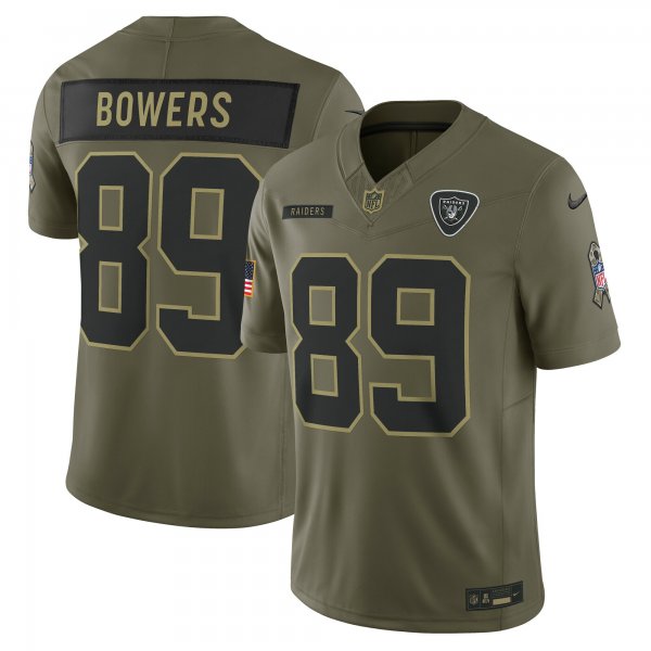 Men's #89 Brock Bowers Las Vegas Raiders Nike 2025 Salute to Service Limited Olive Jersey
