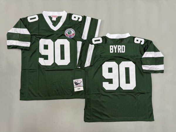 Men's New York Jets #90 Dennis Byrd Green Jersey