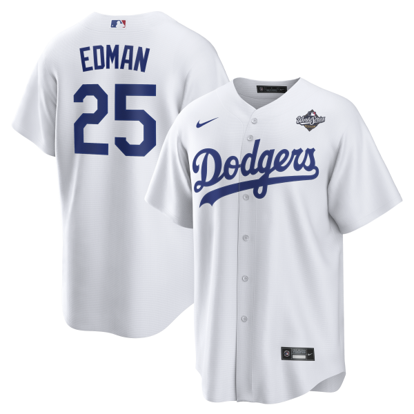 Men's Los Angeles Dodgers #25 Tommy Edman Nike White 2025 World Series Home Player Jersey