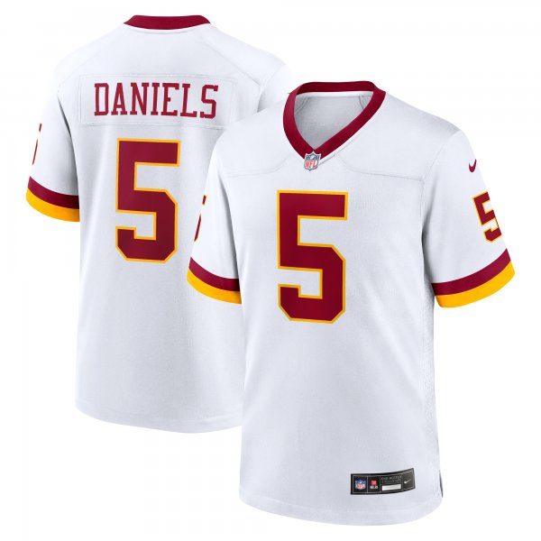 Men's #5 Jayden Daniels Washington Commanders Nike Game Super Bowl Era White Jersey