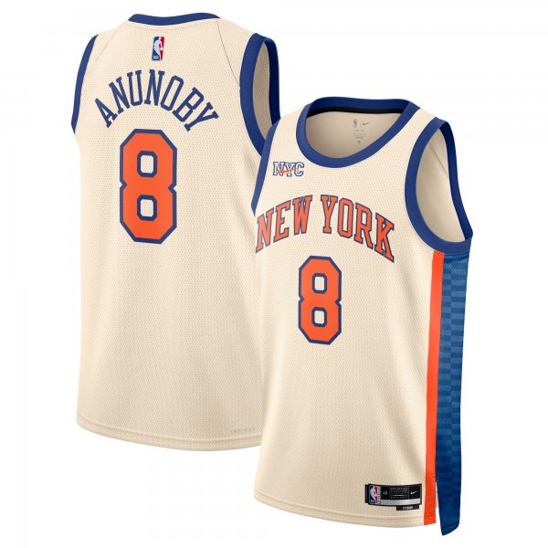 Men's Unisex New York Knicks #8 OG Anunoby Nike Cream 2025/26 Swingman City Edition Jersey
