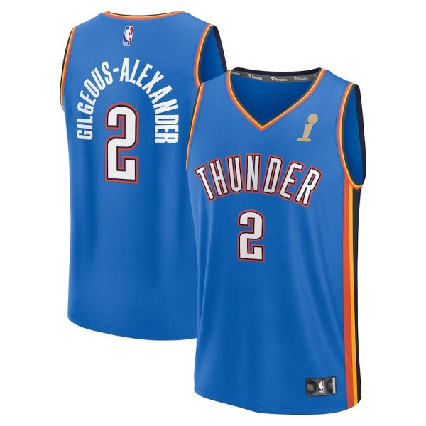 Youth #2 Shai Gilgeous-Alexander Oklahoma City Thunder 2025 NBA Finals Champions Fast Break Replica Player Blue Icon Edition Jersey