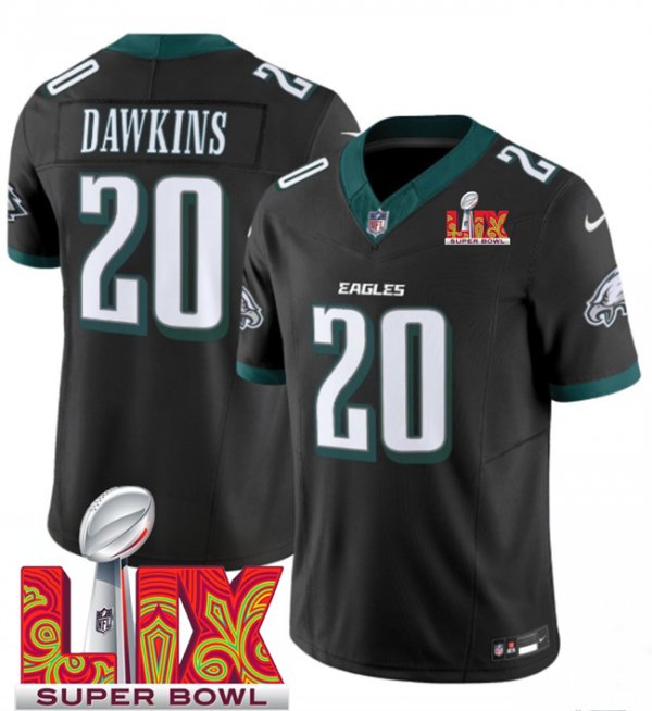 Men's Philadelphia Eagles #20 Brian Dawkins Black Super Bowl LIX F.U.S.E. Vapor Limited Stitched Jersey