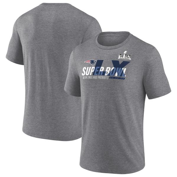 Men's New England Patriots  Heather Gray Super Bowl LX Made It Tri-Blend T-Shirt