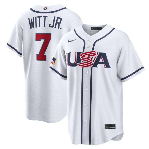 Men's USA Baseball Bobby Witt Jr. Nike White 2026 World Baseball Classic Home Stadium Jersey
