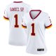 Women's #1 Deebo Samuel Sr Washington Commanders Nike Game Super Bowl Era White Jersey