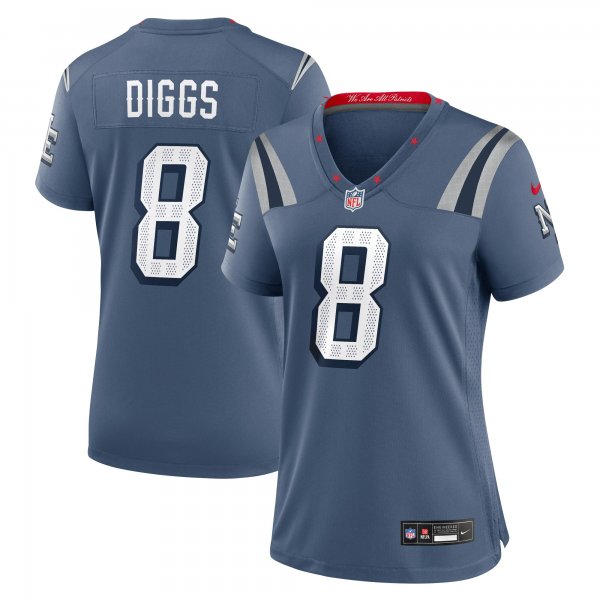 Women's #8 Stefon Diggs New England Patriots Nike 2025 Rivalries Collection Game Storm Blue Jersey