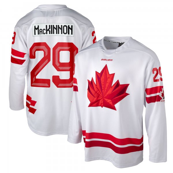 Men's #29 Nathan MacKinnon White Hockey Canada 2026 Jersey