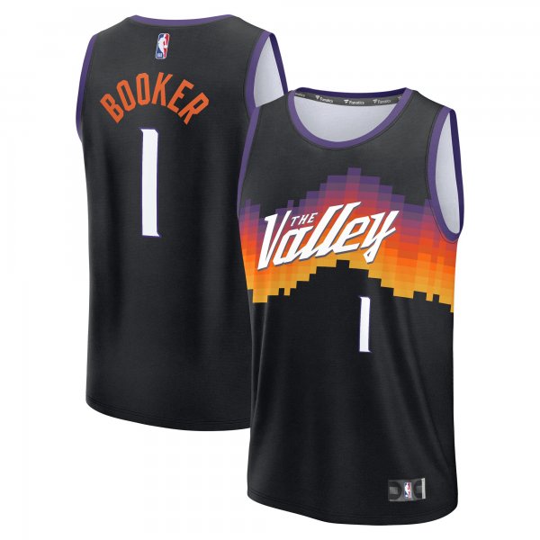 Men's Phoenix Suns #1 Devin Booker Fanatics Black 2025/26 City Edition Fast Break Jersey