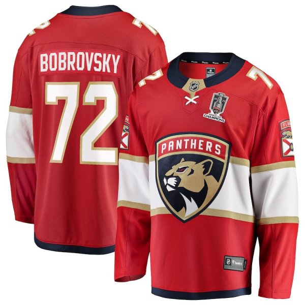 Men's #72 Sergei Bobrovsky Florida Panthers 2025 Stanley Cup Champions Breakaway Red Jersey