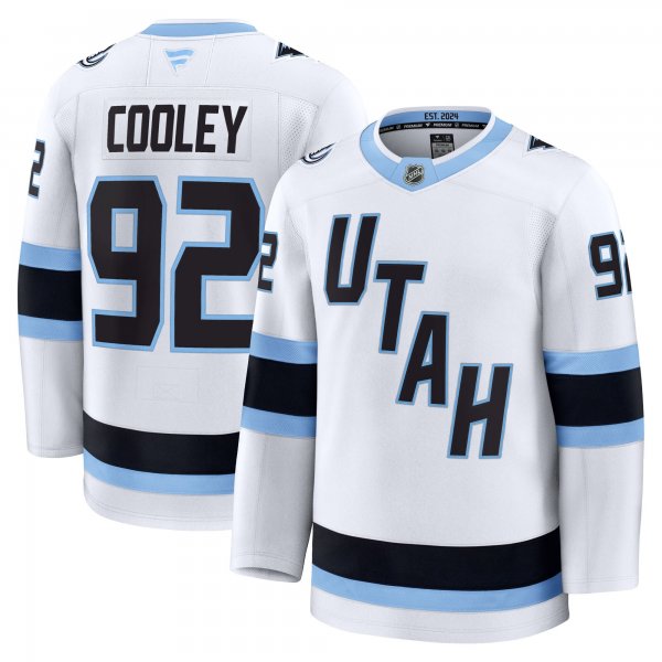 Men's Utah Mammoth #92 Logan Cooley White Away Premium Player Jersey