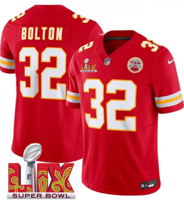 Youth Kansas City Chiefs #32 Nick Bolton Red Super Bowl LIX F.U.S.E. Vapor Limited Stitched Jersey