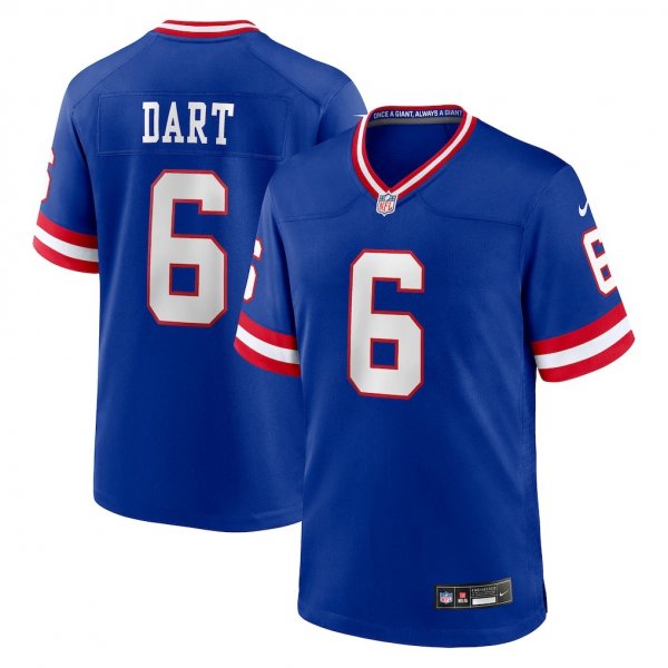 Men's New York Giants #6 Jaxson Dart Nike Royal Alternate 2 Classic Game Jersey