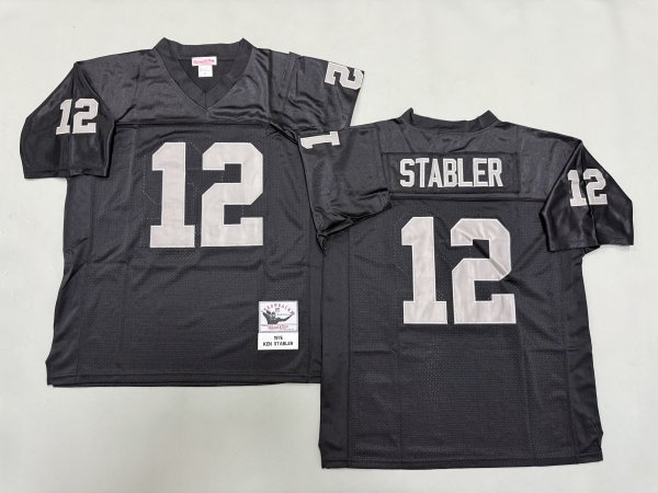 Men's Las Vegas Raiders #12 Ken Stabler Black Mitchell & Ness Jersey