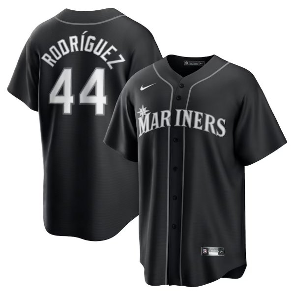 Men's Seattle Mariners #44 Julio Rodriguez Nike Black Lights Out Replica Player Jersey