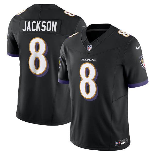 Men's Baltimore Ravens #8 Lamar Jackson Nike Black Vapor F.U.S.E. Limited NFL Jersey