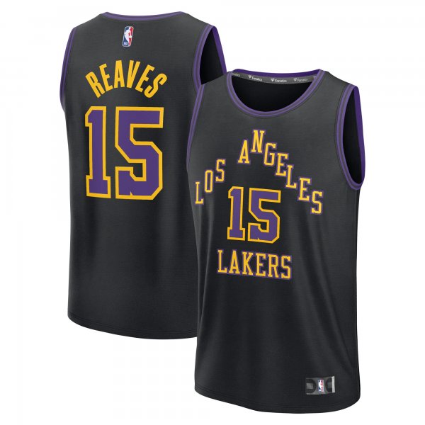 Men's Los Angeles Lakers #15 Austin Reaves Fanatics Black 2025/26 City Edition Fast Break Jersey