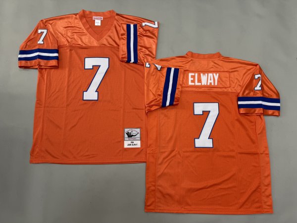 Men's Denver Broncos #7 John Elway Ornage Mitchell & Ness Jersey