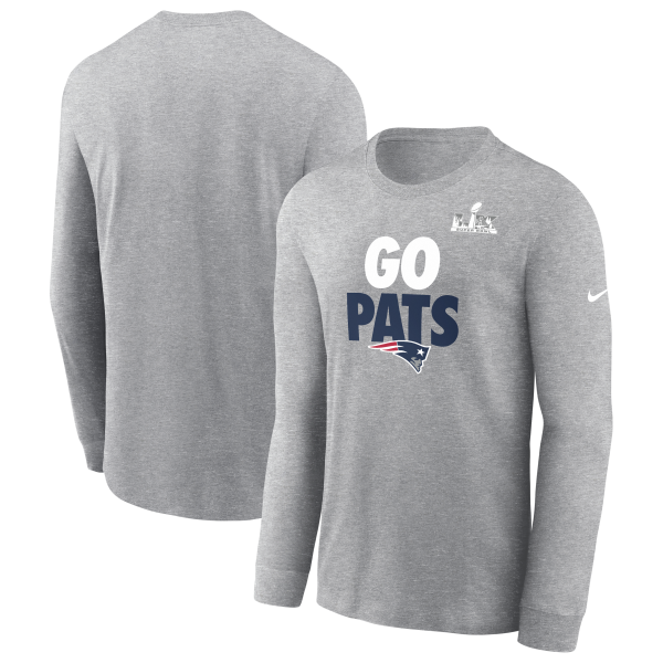 Men's New England Patriots Nike Heather Gray Super Bowl LX Fast As Fast Gets Long Sleeve T-Shirt