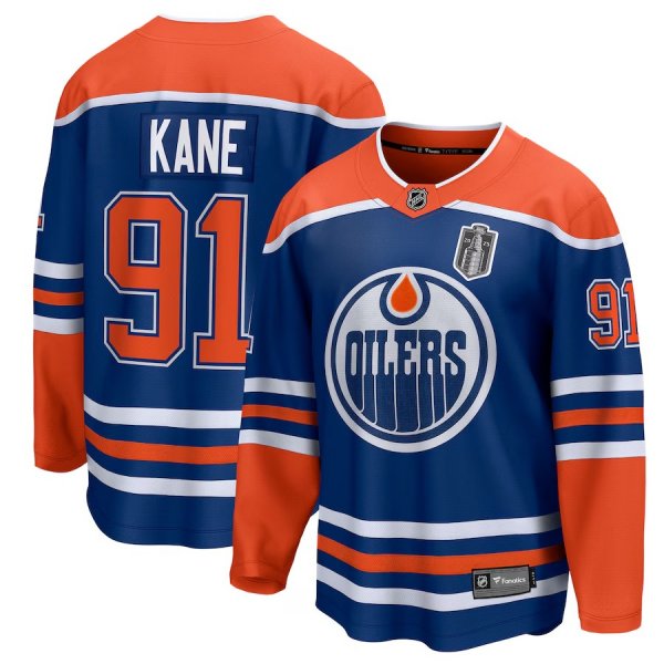 Men's #91 Evander Kane Edmonton Oilers Fanatics 2025 Stanley Cup Final Home Breakaway Royal Jersey