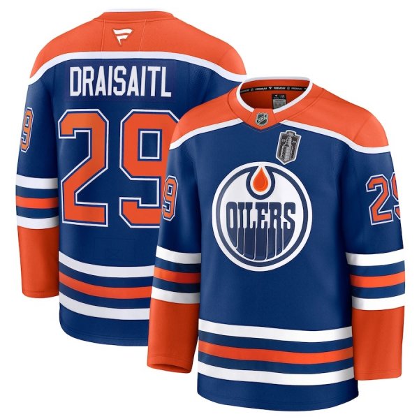 Men's #29 Leon Draisaitl Edmonton Oilers Fanatics 2025 Stanley Cup Final Home Premium Royal Jersey