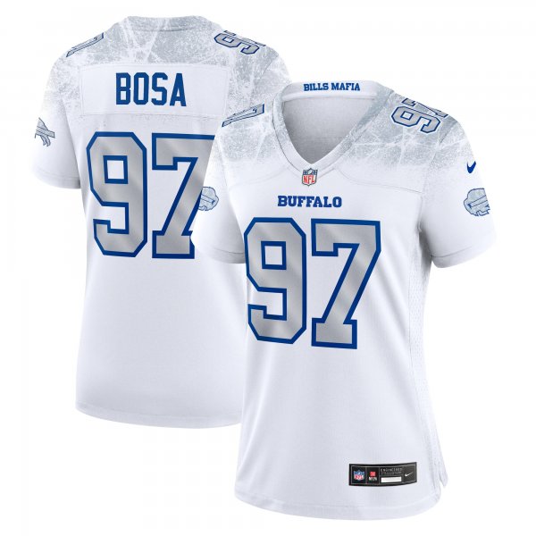 Women's #97 Joey Bosa Buffalo Bills Nike 2025 Rivalries Collection Game White Jersey