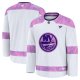 Men's New York Islanders Fanatics White 2024 Hockey Fights Cancer Practice Jersey