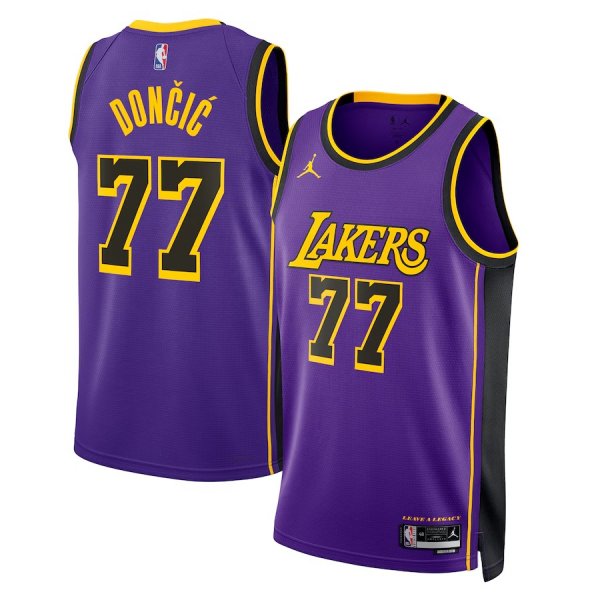 Youth Los Angeles Lakers Jordan Brand #77 Luka Doncic Purple Statement Edition Swingman Jersey