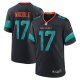 Men's #17 Jaylen Waddle Miami Dolphins Nike 2025 Rivalries Collection Game Pitch Blue Jersey