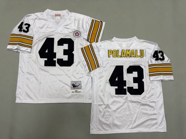 Men's Pittsburgh Steelers #43 Troy Polamalu White Jersey