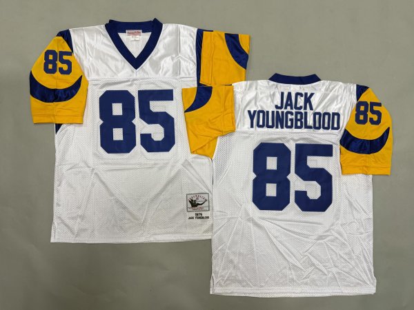 Men's Los Angeles Rams #85 Jack Youngblood White Mitchell & Ness Jersey