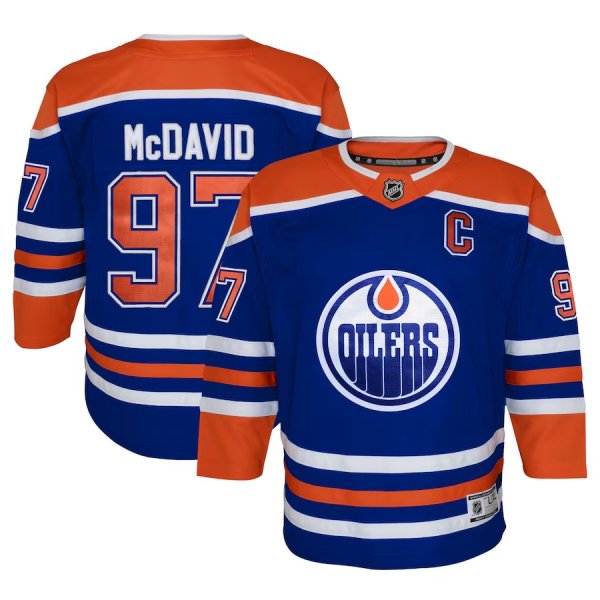 Youth #97 Connor McDavid Edmonton Oilers Home Premier Player Royal Jersey