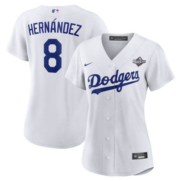 Women's Los Angeles Dodgers #8 Enrique Hernandez Nike White 2025 World Series Home Player Jersey
