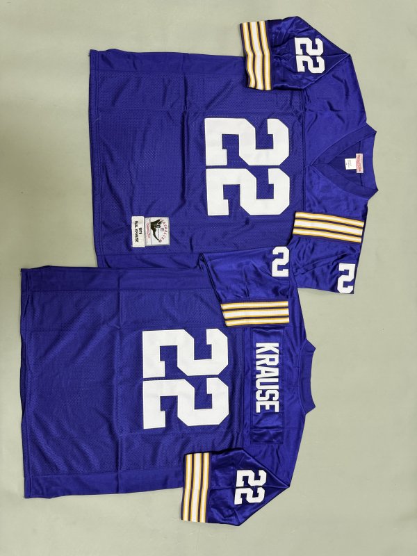 Men's #22 Paul Krause Purple Minnesota Vikings Jersey